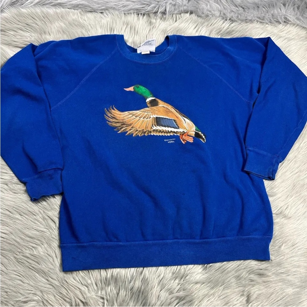 Vintage Morning Sun Blue Mallard Duck Crewneck Sweater
